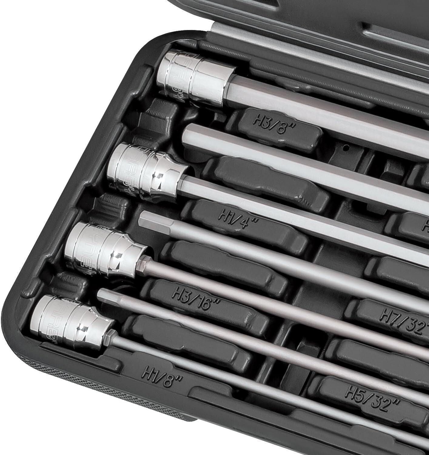 Durable 7-Piece SAE Hex Bit Socket Set, 3/8” Drive & Corrosion Resistant Finish
