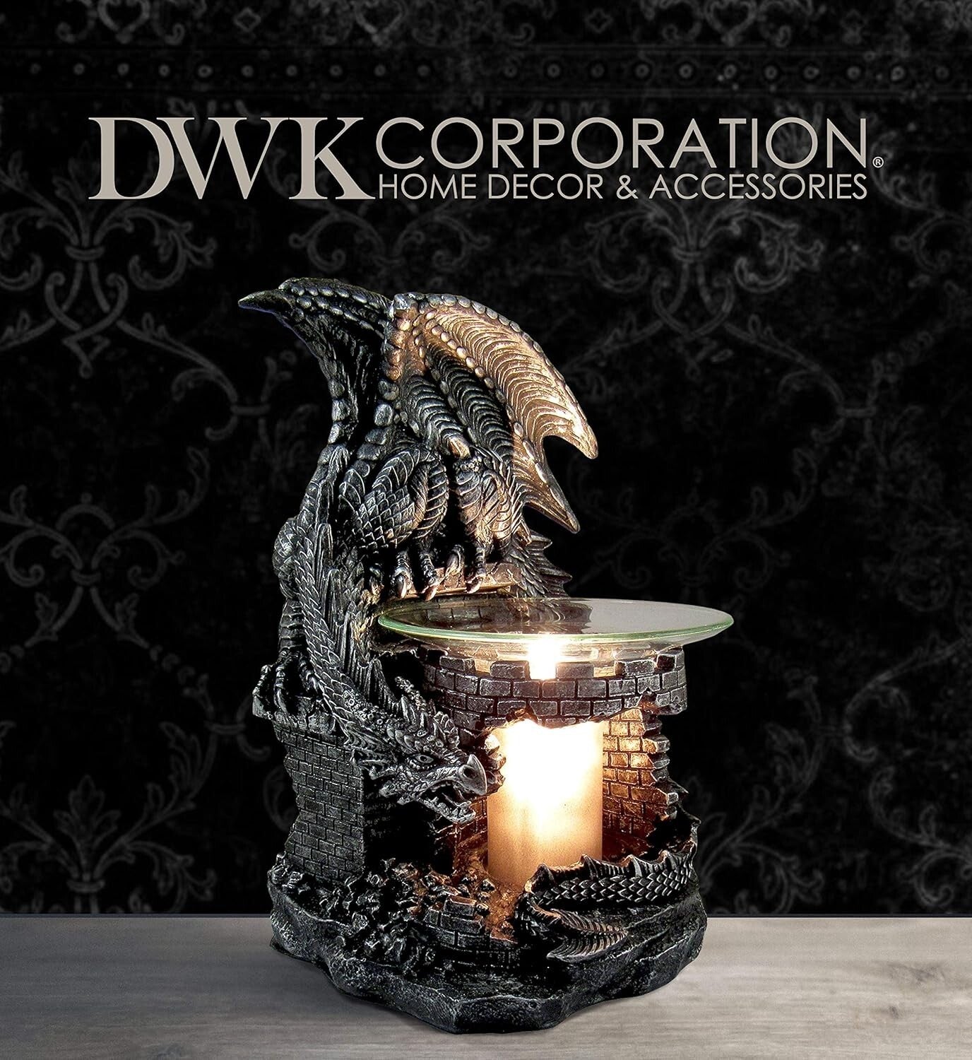Fierce Dragon Castle Electric Oil Burner - Elegant Black Tabletop Decor