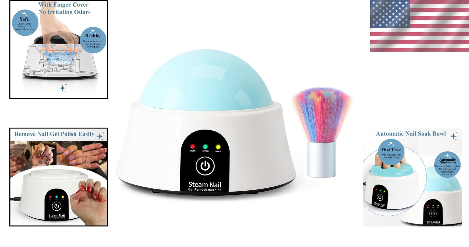 Electric Nail Soaking Bowl with Brush - Fast Gel Polish Remover, ISGR-01 Blue