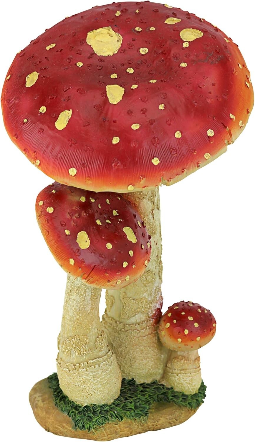 Lightweight Mystic Mushroom Statue: Hand-Cast Red Garden Decor - 12.99” Tall