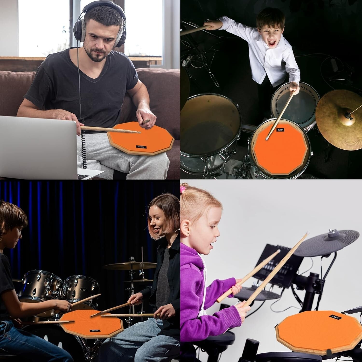 Lightweight 12" Drum Practice Pad with Adjustable Snare Stand - For Kids