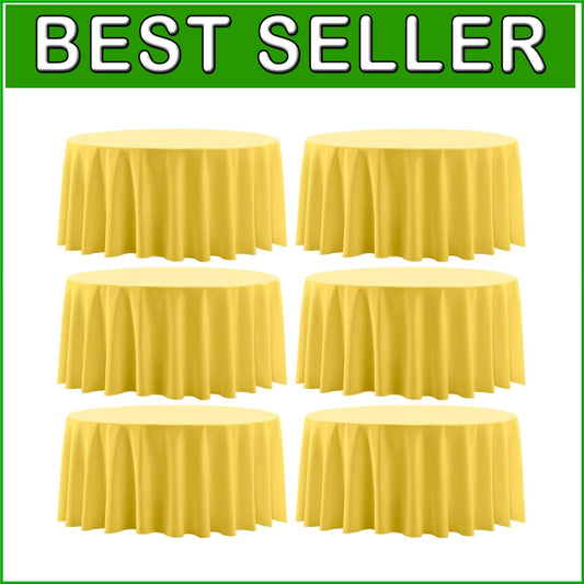 Durable 132 Inch Round Yellow Tablecloth Set for Parties & Weddings - 6 Pack