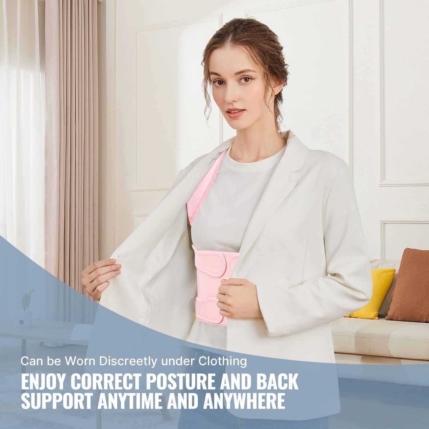 Lightweight Adjustable Upper and Lower Back Support Posture Corrector for Women