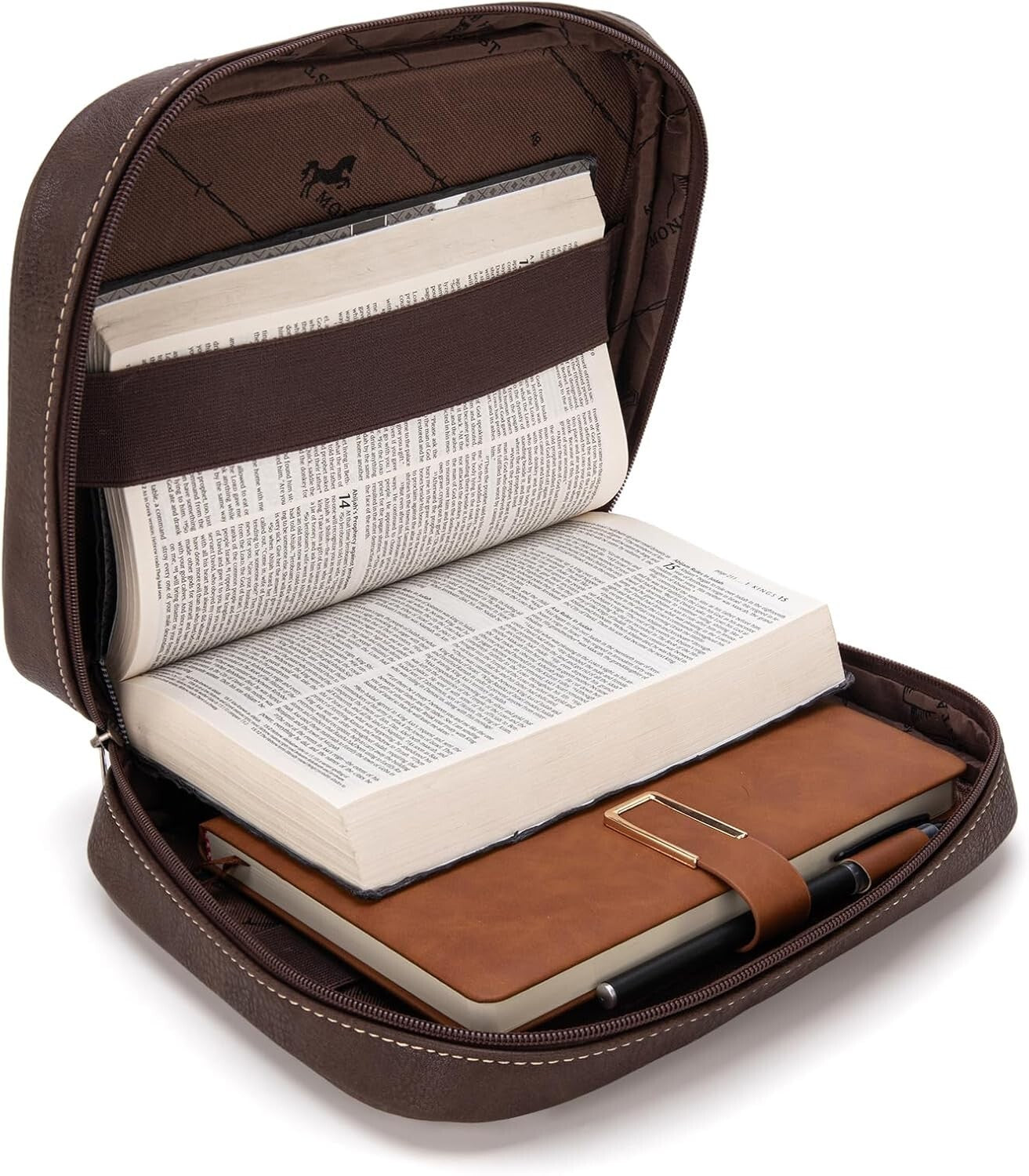 Stylish Floral Patterned Bible Cover - Protective Zipper Case in Vegan Leather