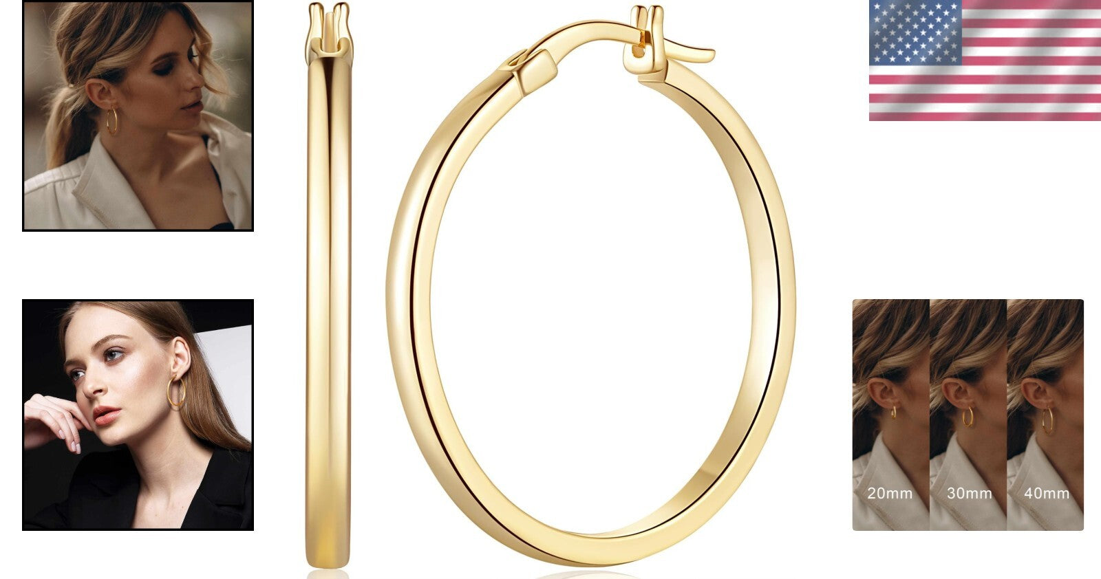 Timeless 14K Gold Hoop Earrings for Women - Secure Clasp and Gift-Ready Box
