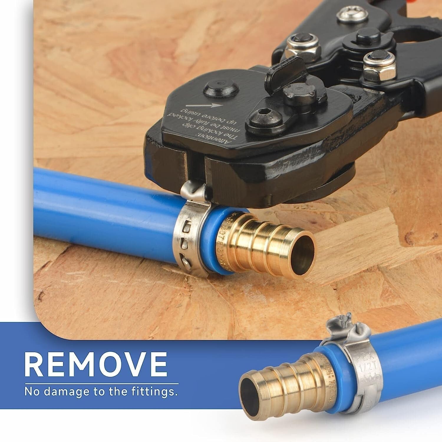 Durable Ratchet PEX Crimper & Clamp Remover for 3/8-in to 1-in Stainless Steel