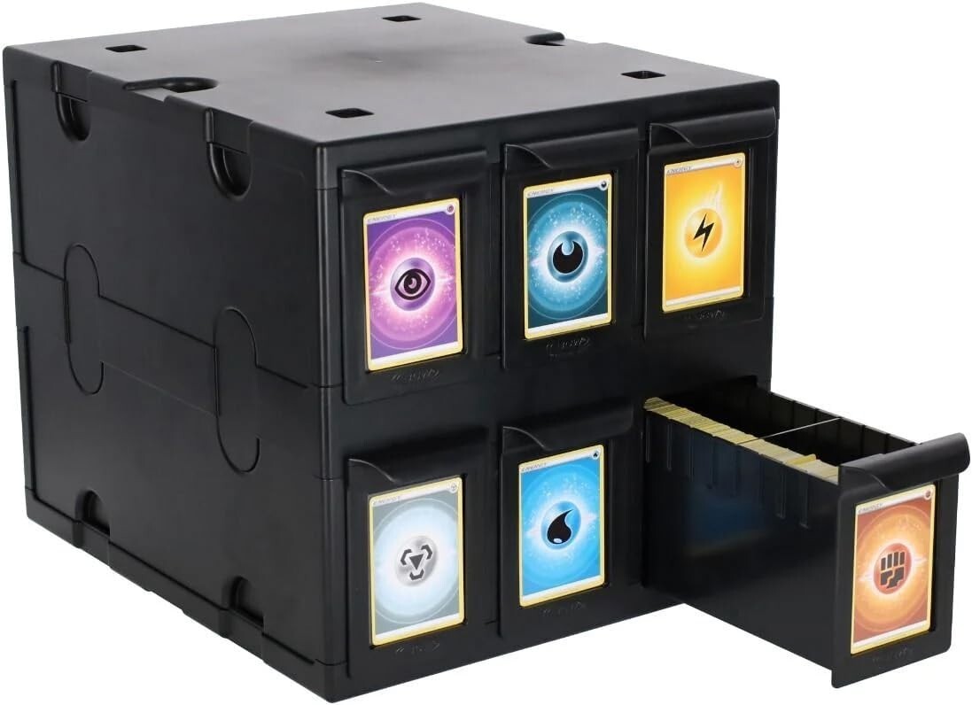 6-Drawer Stackable Trading Card Storage Box - Holds 700 Sports Cards/1150 Gam...