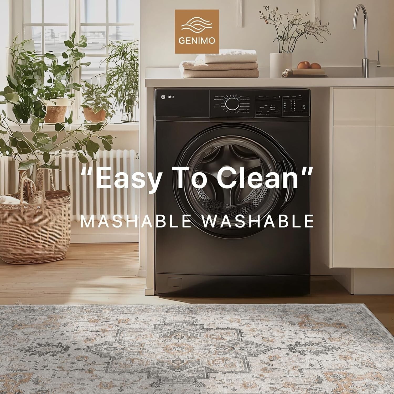 Elegant 8x10 Area Rug - Non-Slip, Stain Resistant, Machine Washable for Home Use