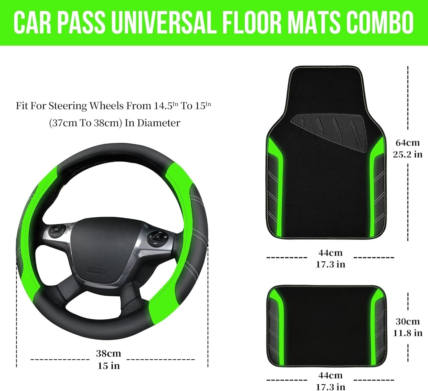 Durable Anti-Slip Steering Wheel Cover with Waterproof Car Mats for Protection