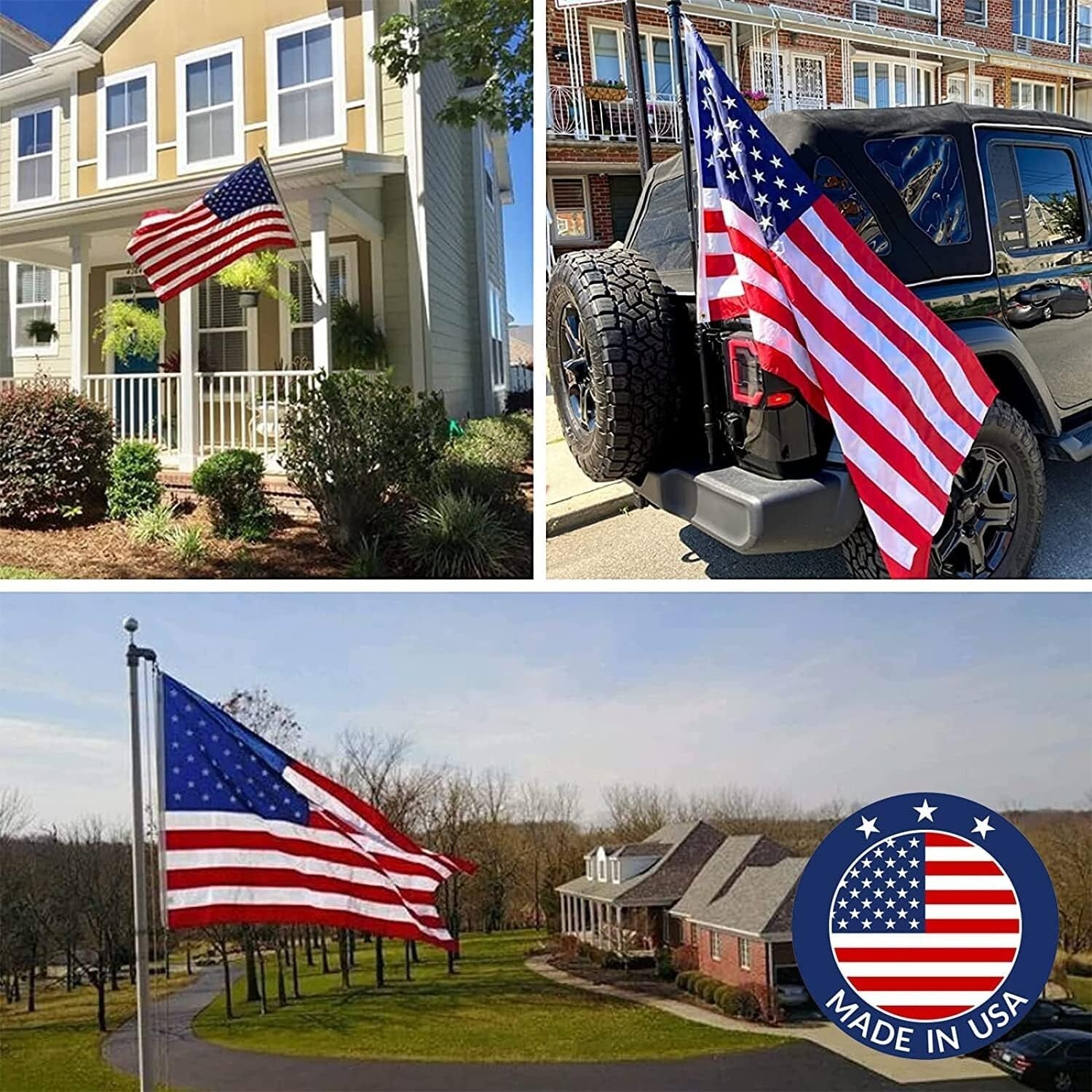 Durable 6FT Flagpole with Heavy-Duty 3x5 American Flag for Outdoor Display