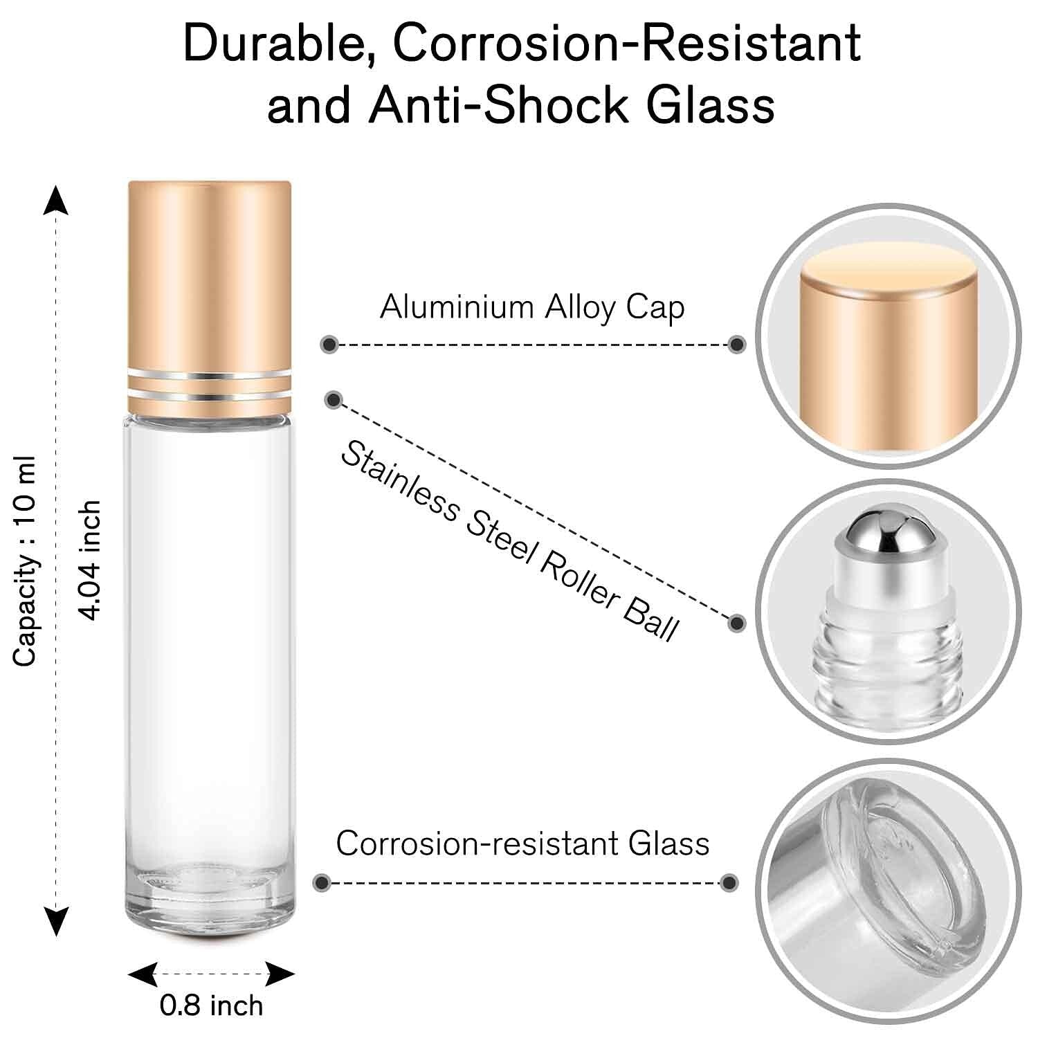 60 Pack Essential Oil Roller Bottles - 10ml Glass with Labels & Accessories