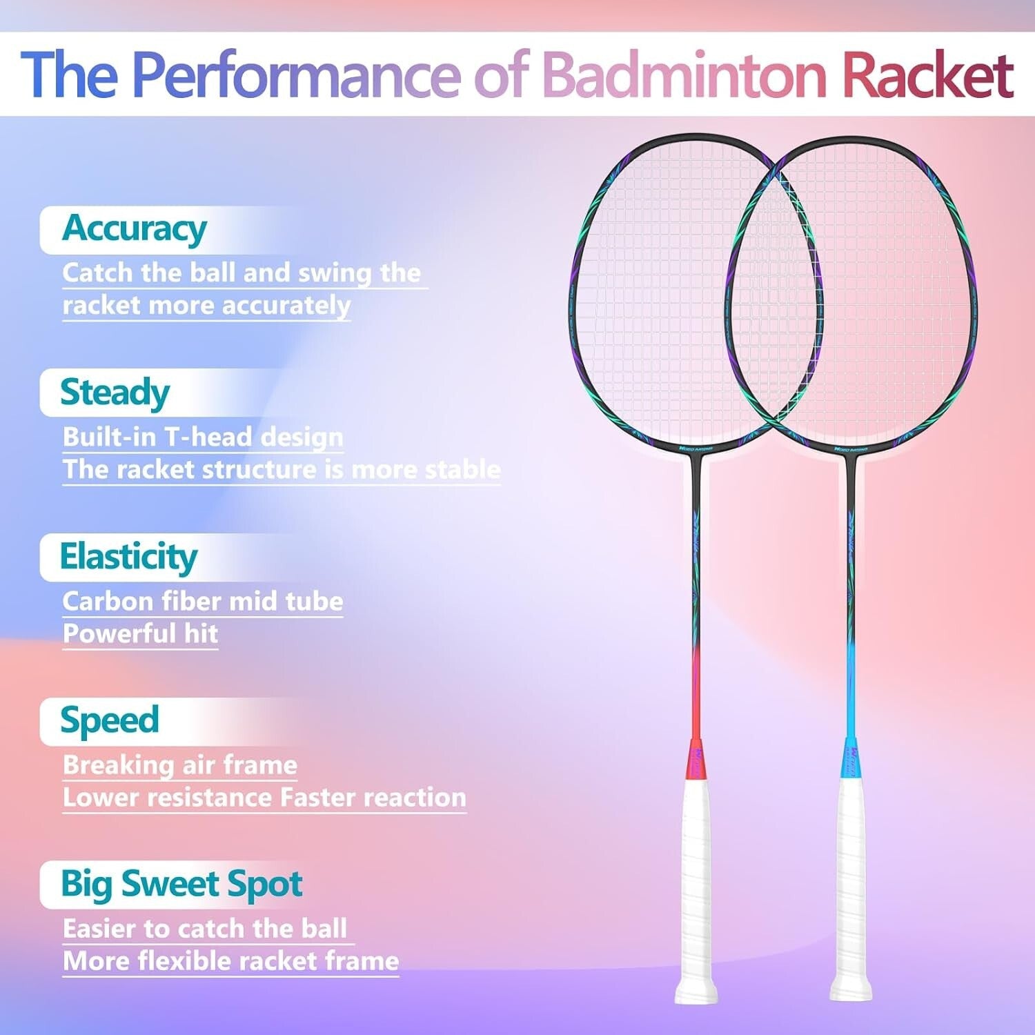 Durable Carbon Fiber Badminton Rackets with Non-Slip Grip - Perfect for Everyone