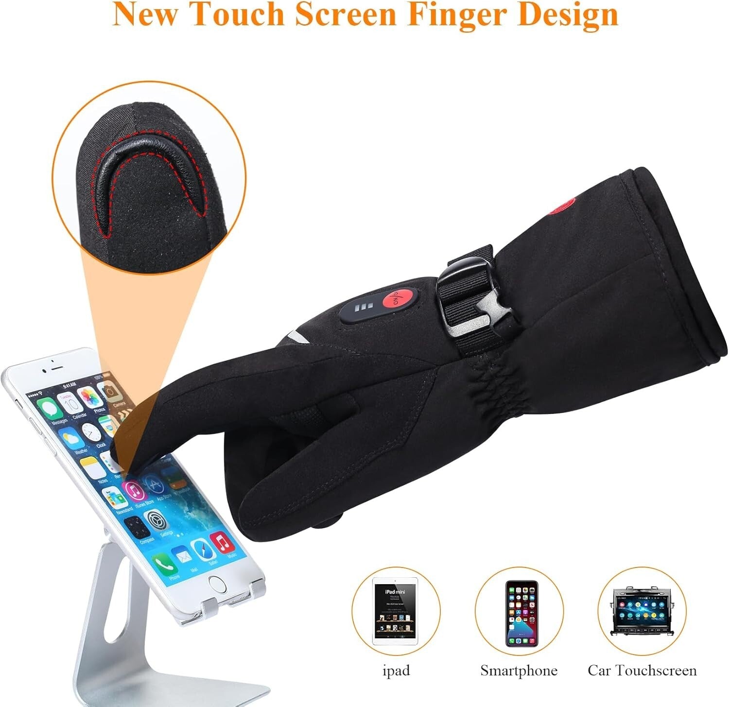 Rechargeable Heated Gloves - Touch Screen & Reflective Safety for Winter Sports