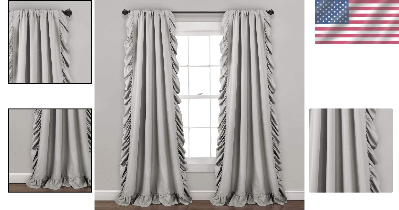 Flowy Reyna Curtain Set in Light Gray - 54" W x 84" L, Perfect for Any Room