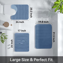 Load image into Gallery viewer, Versatile Denim Blue Memory Foam Bath Mat Set, Machine Washable &amp; Comfortable