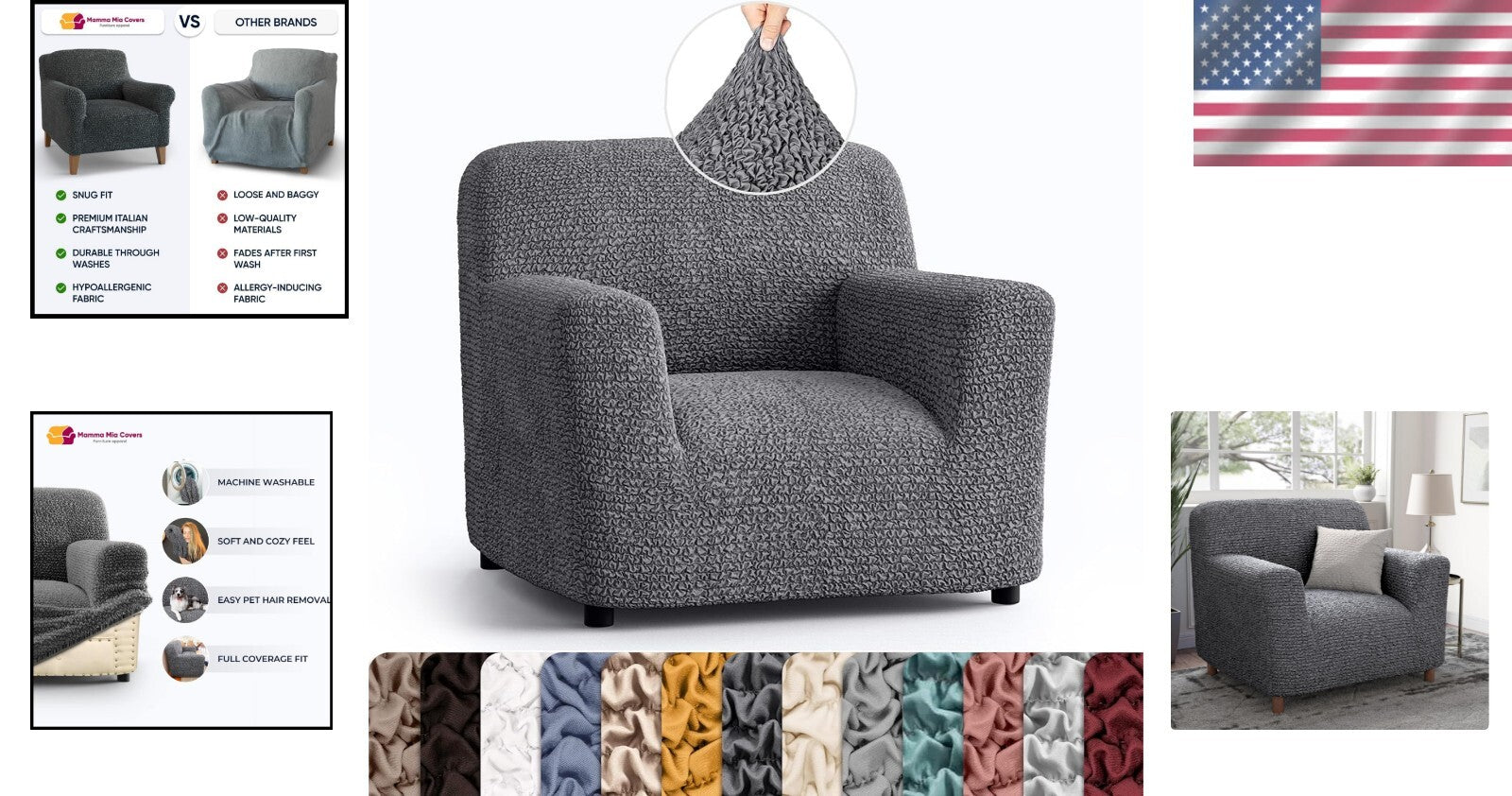 Soft Polyester Armchair Slipcover - One-Piece Stretch Fit for Modern Living