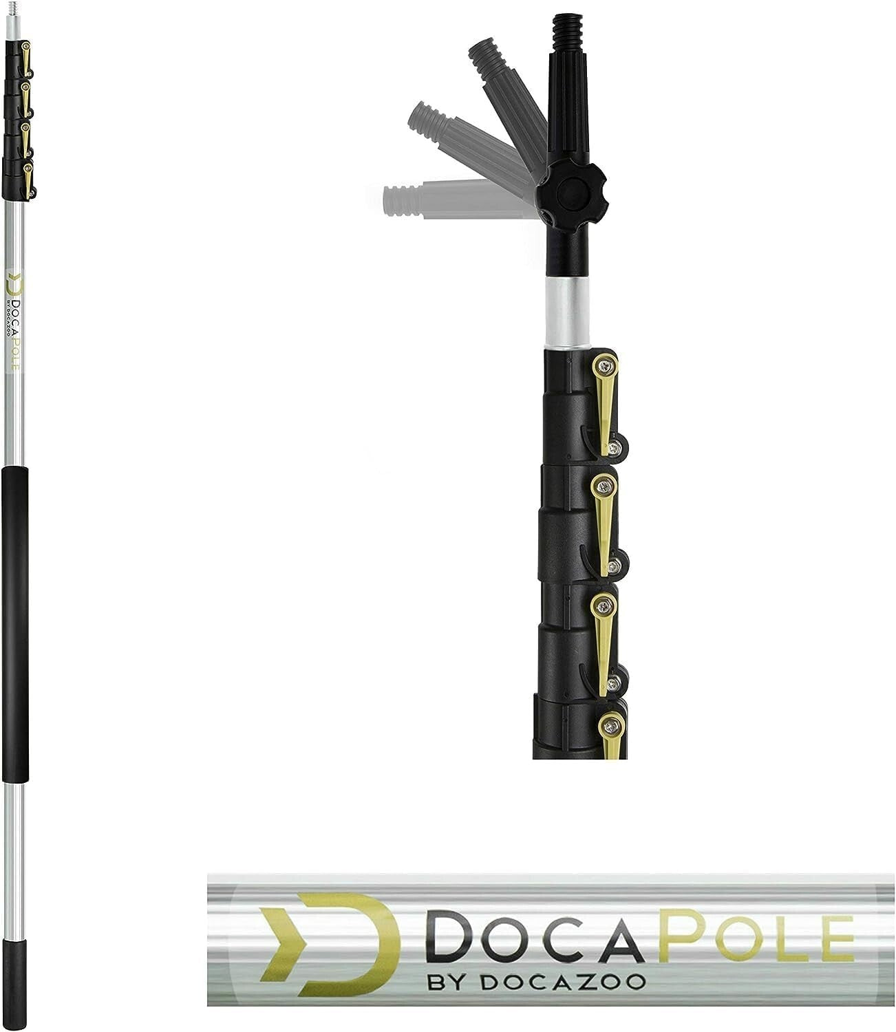DOCA 6-24 Ft Scrub Brush & Extension Pole - Versatile Outdoor Cleaning Solution