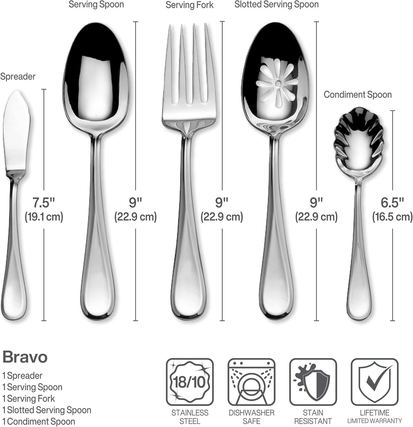 Elegant 65-Piece Bravo Silverware Set - Stain Resistant, Dishwasher Safe Design