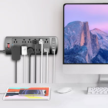Load image into Gallery viewer, 12-Outlet Surge Protector Power Strip with 4 USB Ports &amp; Flame Retardant Housing