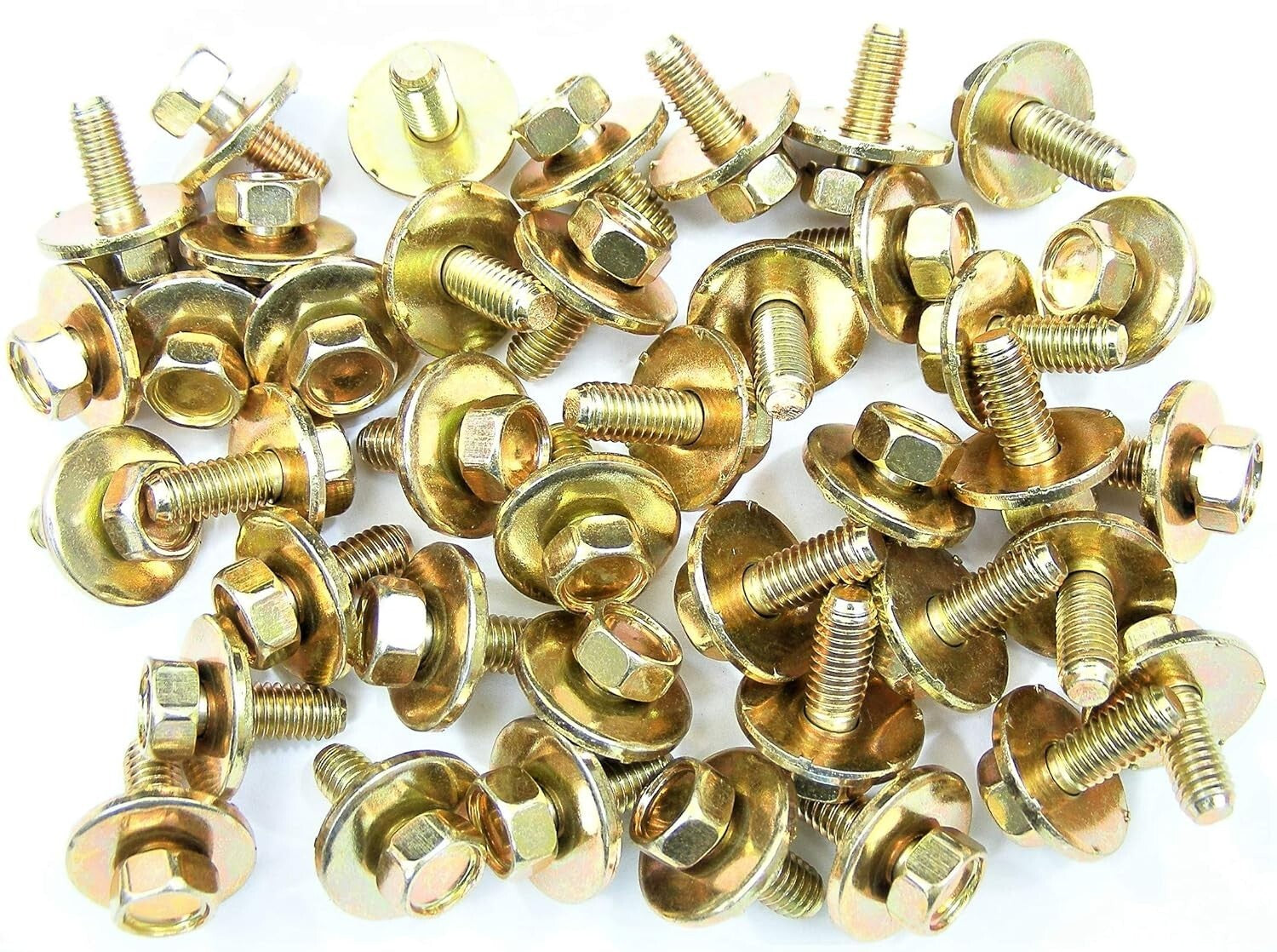 50-Pack M6-1.0 x 16mm Yellow Zinc Body Bolts with 10mm Hex and 19mm Washer