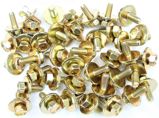 50-Pack M6-1.0 x 16mm Yellow Zinc Body Bolts with 10mm Hex and 19mm Washer