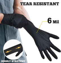 Load image into Gallery viewer, Disposable Black Nitrile Gloves, 6-Mil Strong &amp; Puncture-Resistant Protection