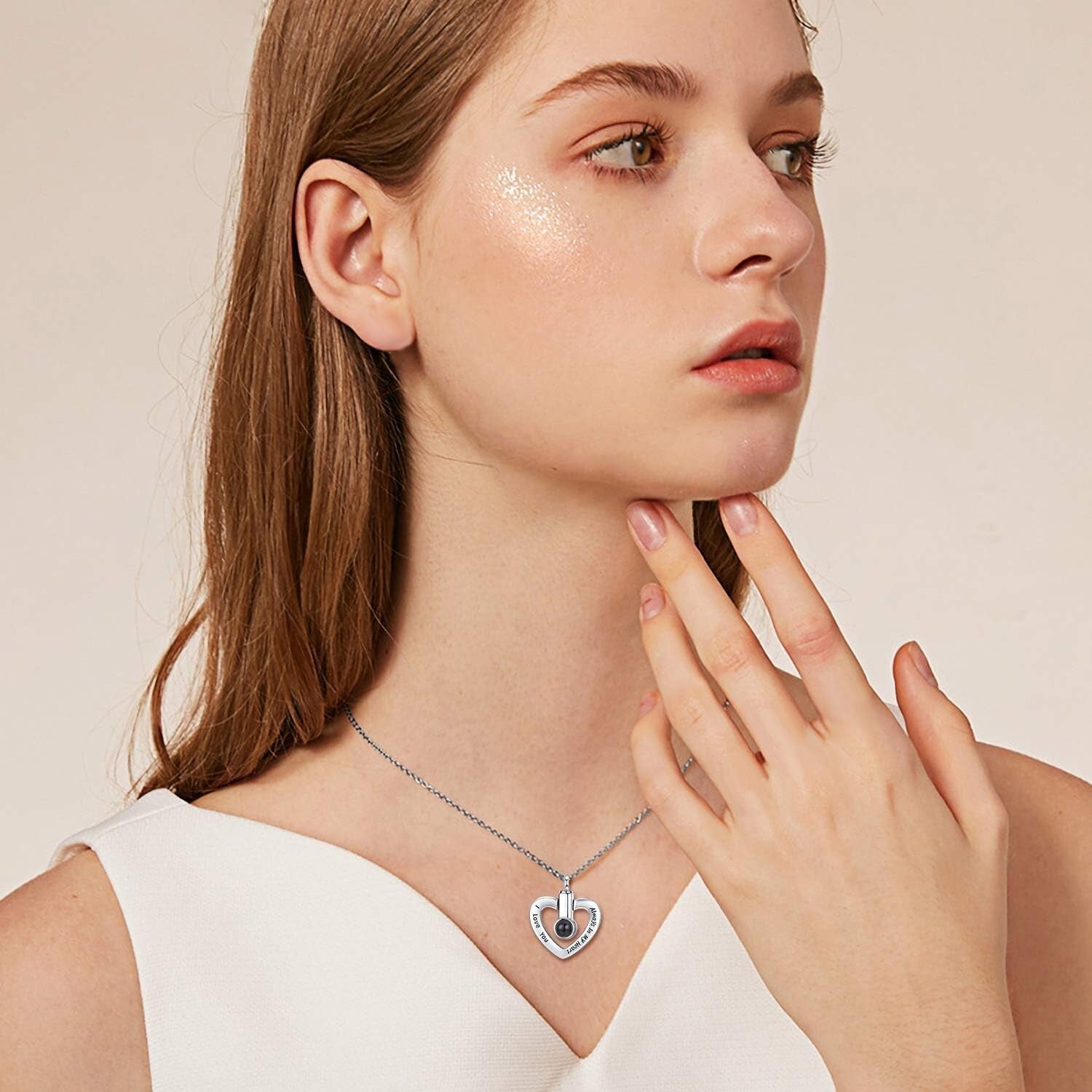 Elegant Sterling Silver Heart Pendant with 'I Love You' - Ashes Necklace Gift