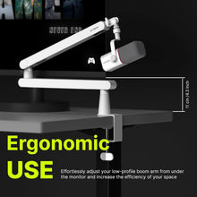 Load image into Gallery viewer, LIZARD WHITE Adjustable Microphone Boom Arm with Cable Management 360° Swivel