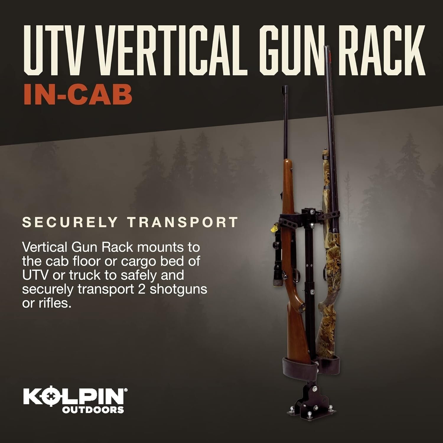 Adjustable UTV Gun Rack - Heavy-Duty Rubber Mount for Secure Firearm Storage