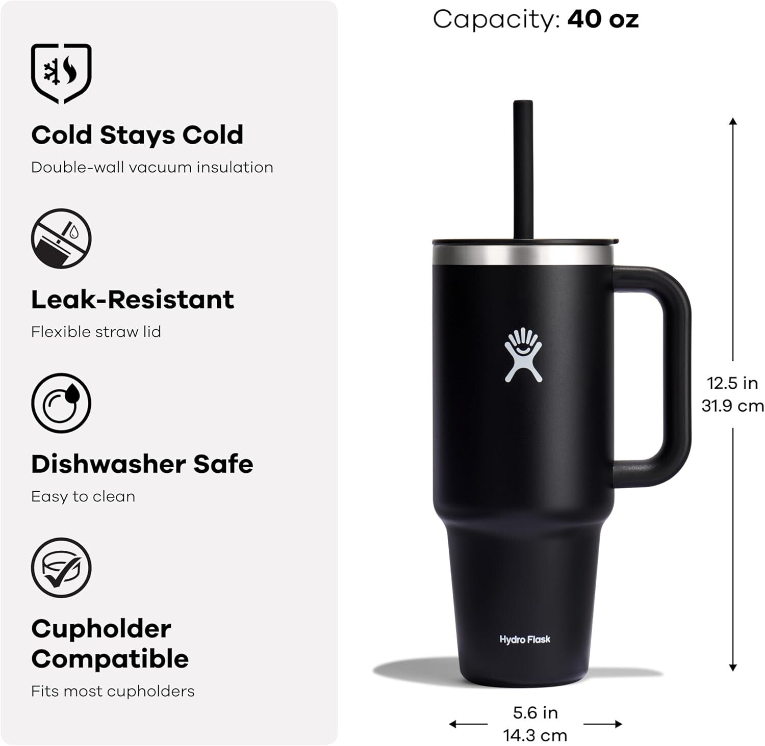 Double-Wall Vacuum Insulated 40 Oz Cup with Straw: Perfect for Travel and Sports