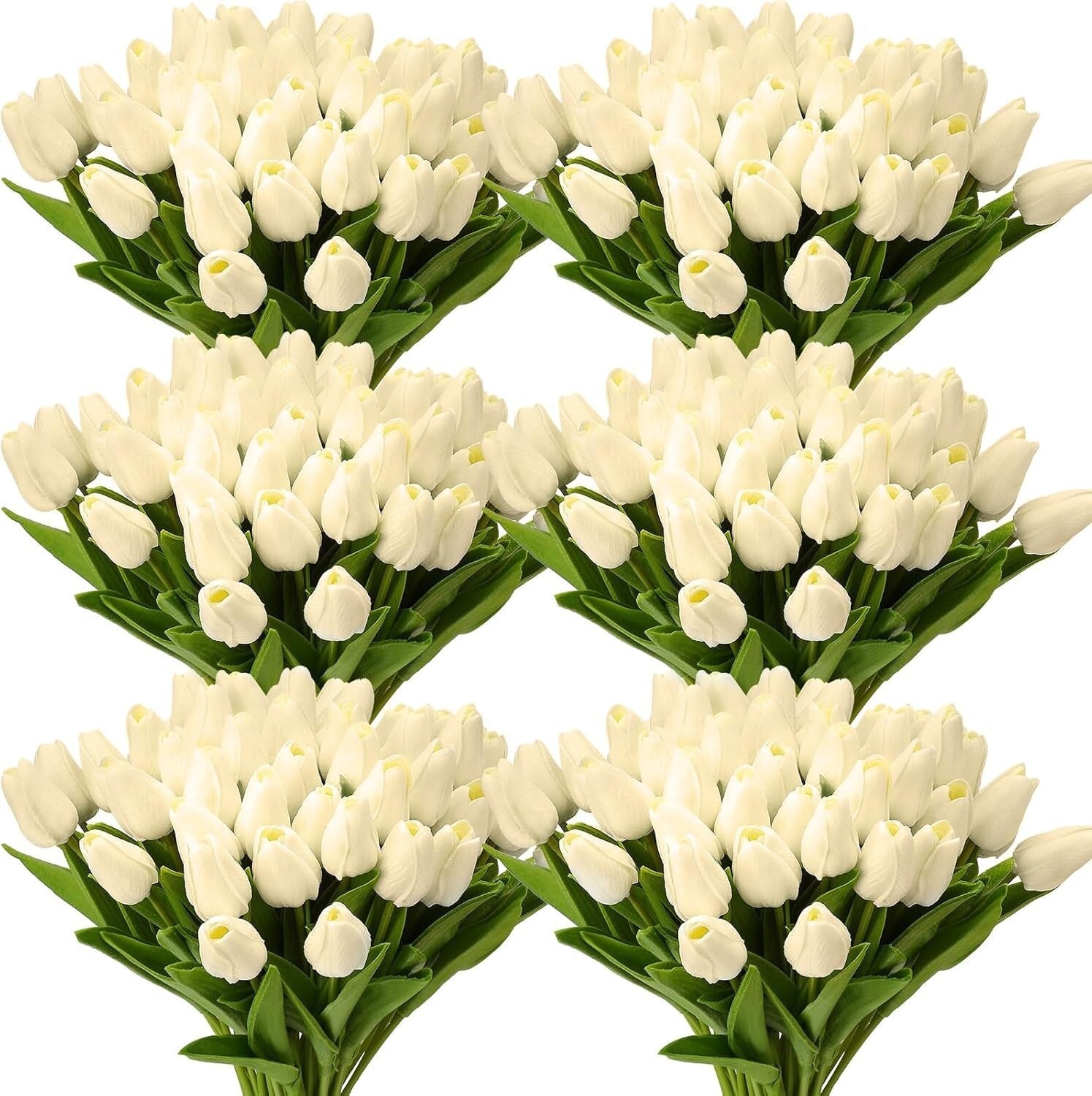 Waterproof Faux Tulips in Milk White - 100-Piece Set for Year-Round Elegance
