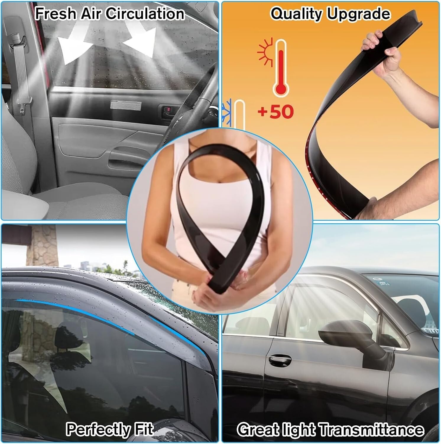 Black Acrylic Window Visors for 2009-2014 Dodge Ram 1500/2500/3500 - Set of 4