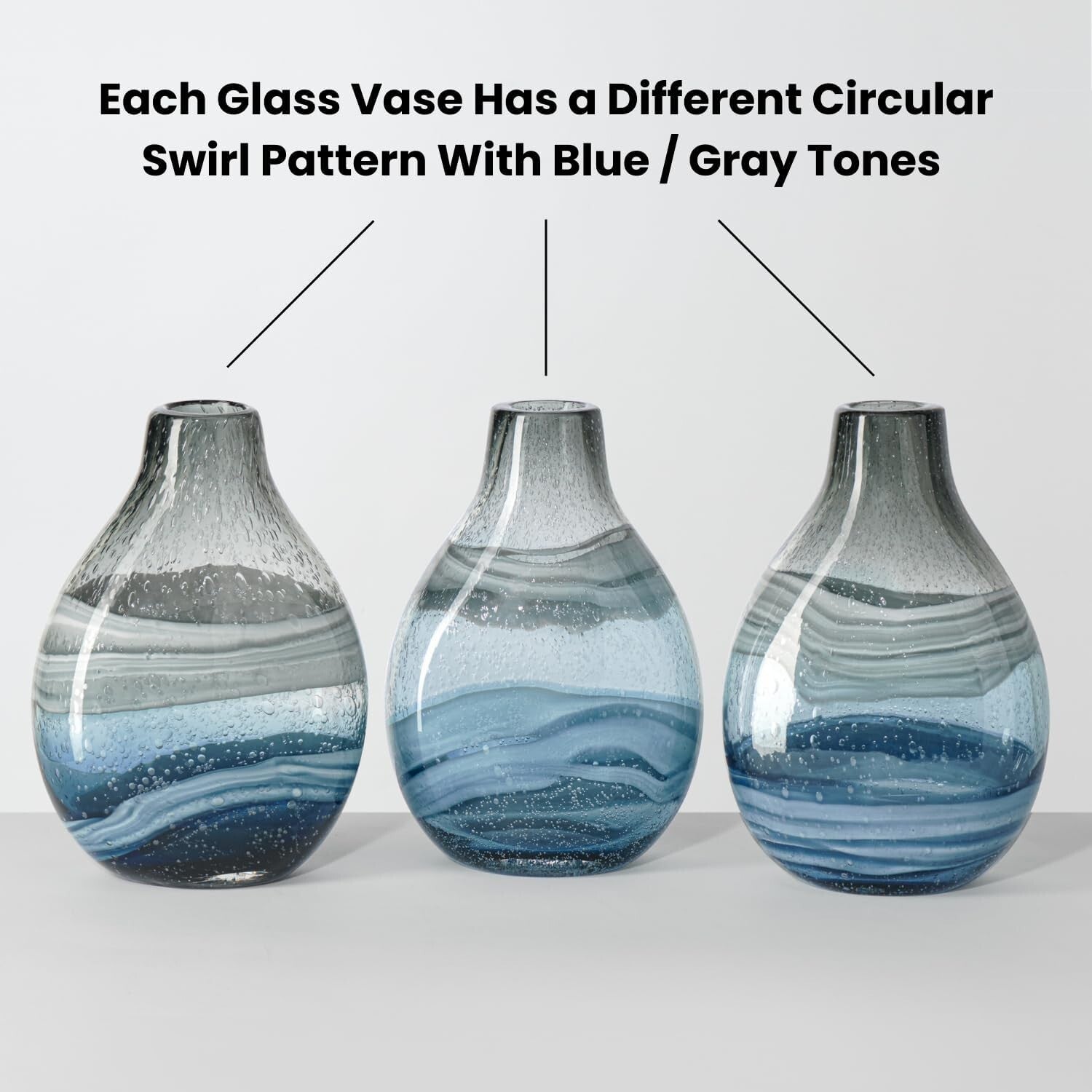 Unique 11" Blue Glass Centerpiece Vase - Perfect for Contemporary Interiors