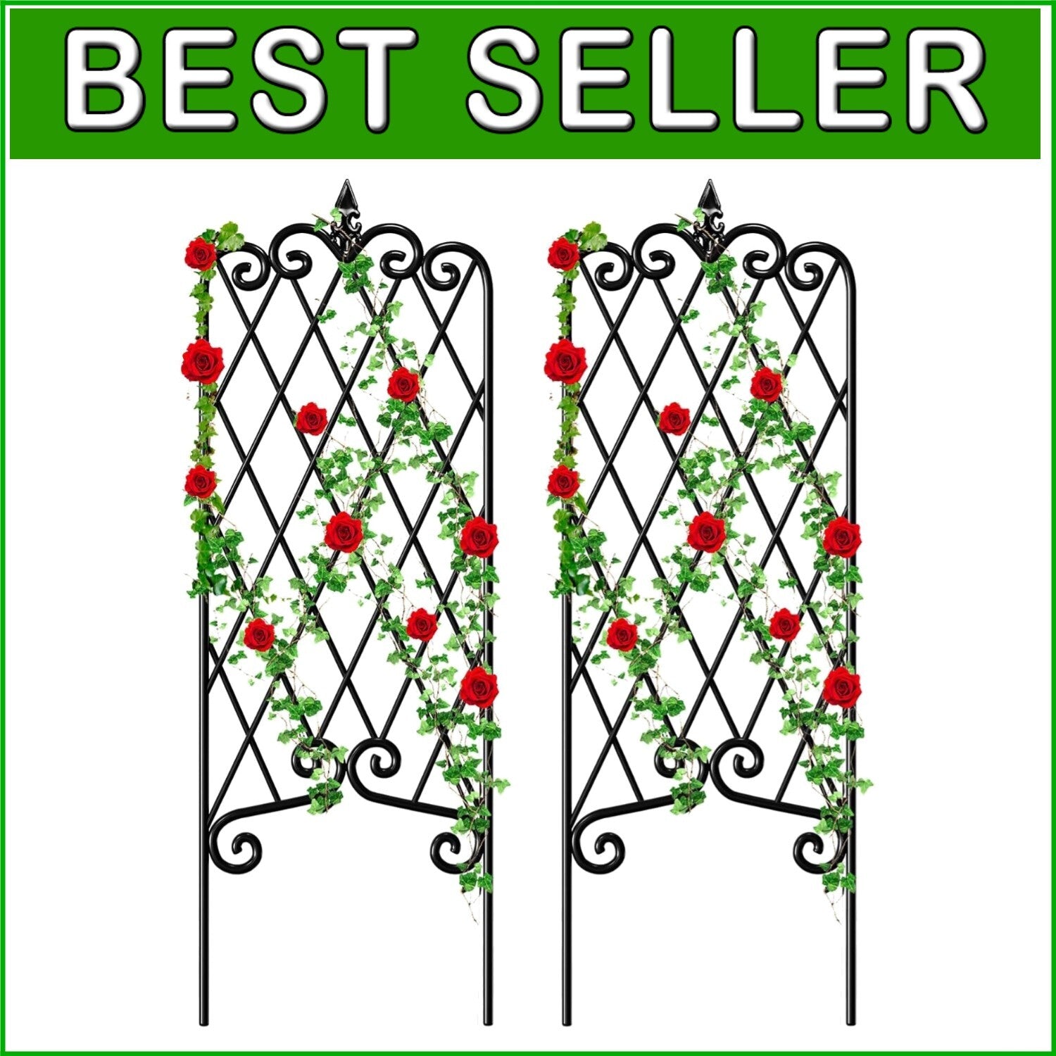 Decorative Black Iron Trellis for Climbing Plants - Weather-Proof & Stylish