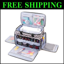 Load image into Gallery viewer, Heavy-Duty Gray Dots Travel Case for Sewing Machine with Removable Padding