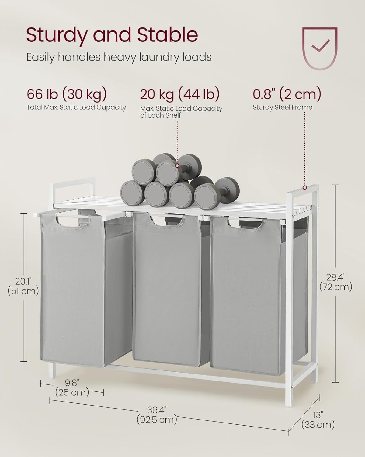 Elegant Versatile Laundry Hamper with Pull-Out Liners - Modern 36.4" Design