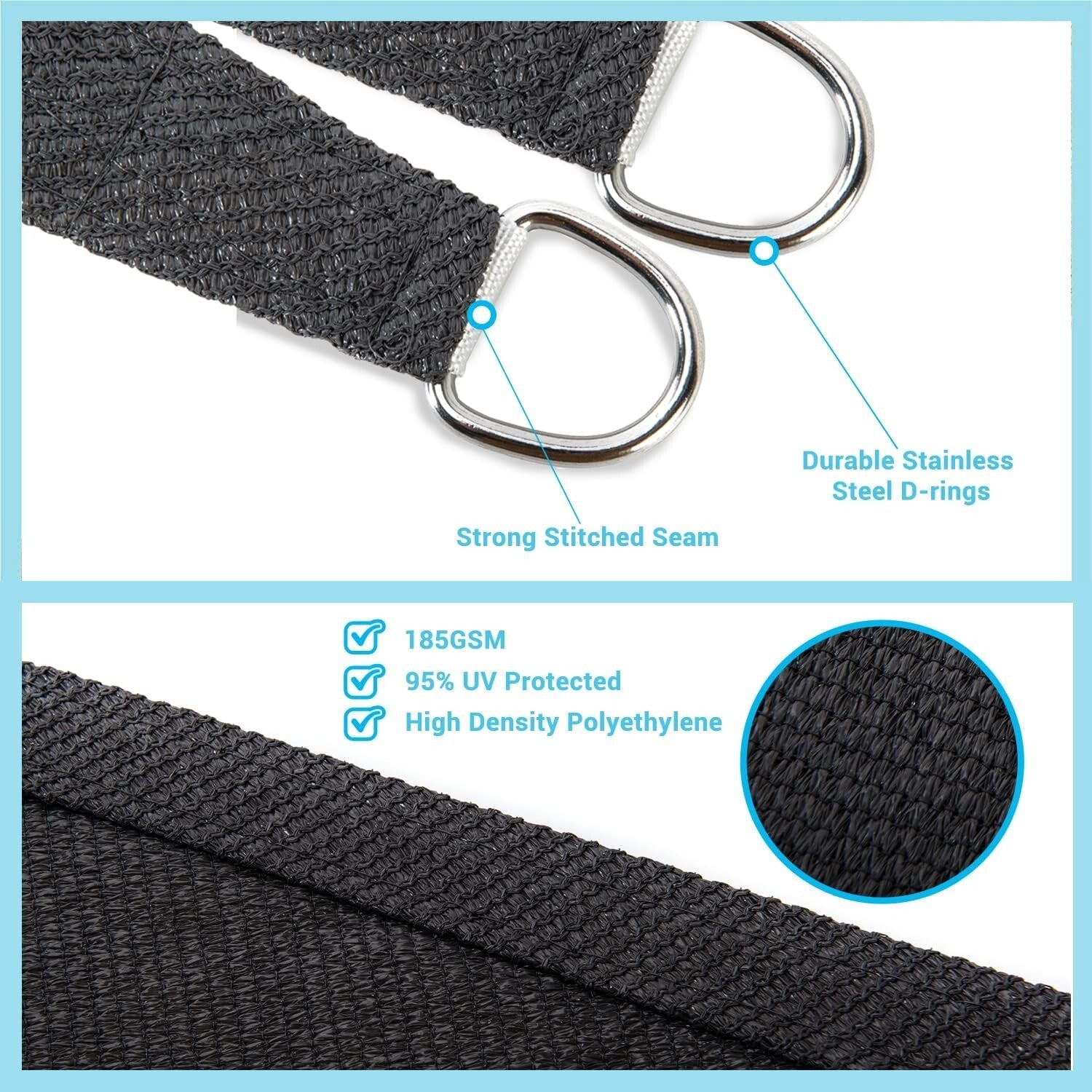 Lightweight UV-Blocking 16' x 20' Graphite Shade Sail for Stylish Outdoor Living