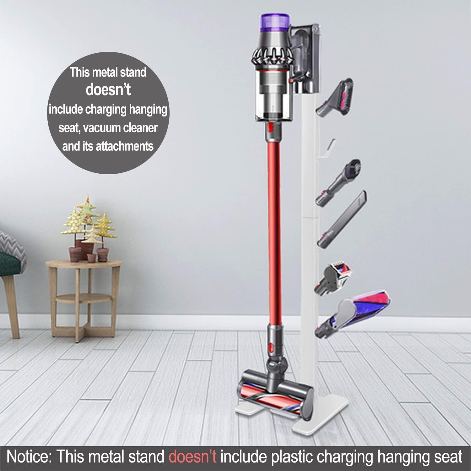 Sturdy Metal Organizer for Cordless Vacuums - 6 Hooks, No Wall Drilling Required