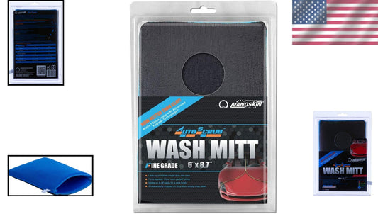 AUTOSCRUB 6" x 8.7" Fine Grade Microfiber Wash Mitt for Effortless Car Detailing