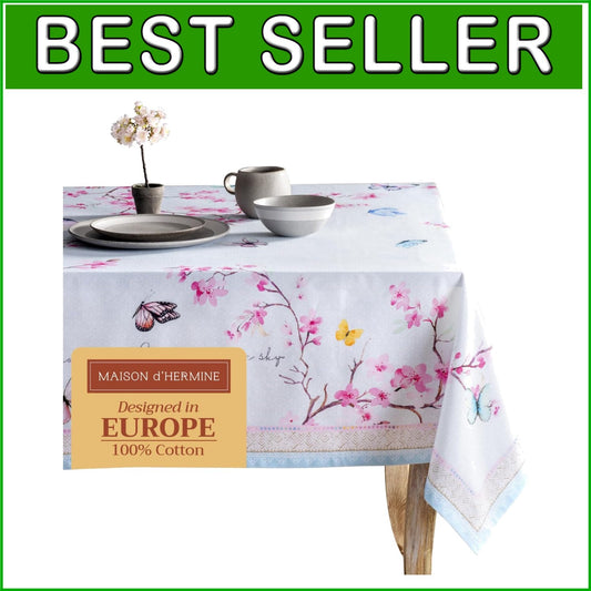 Durable Watercolor Design Tablecloth - Cotton 108" x 60" for Weddings & Parties