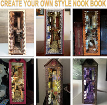 Load image into Gallery viewer, Intricate DIY Book Nook Kit for Adults - LED Light &amp; Decorative Bookend Insert