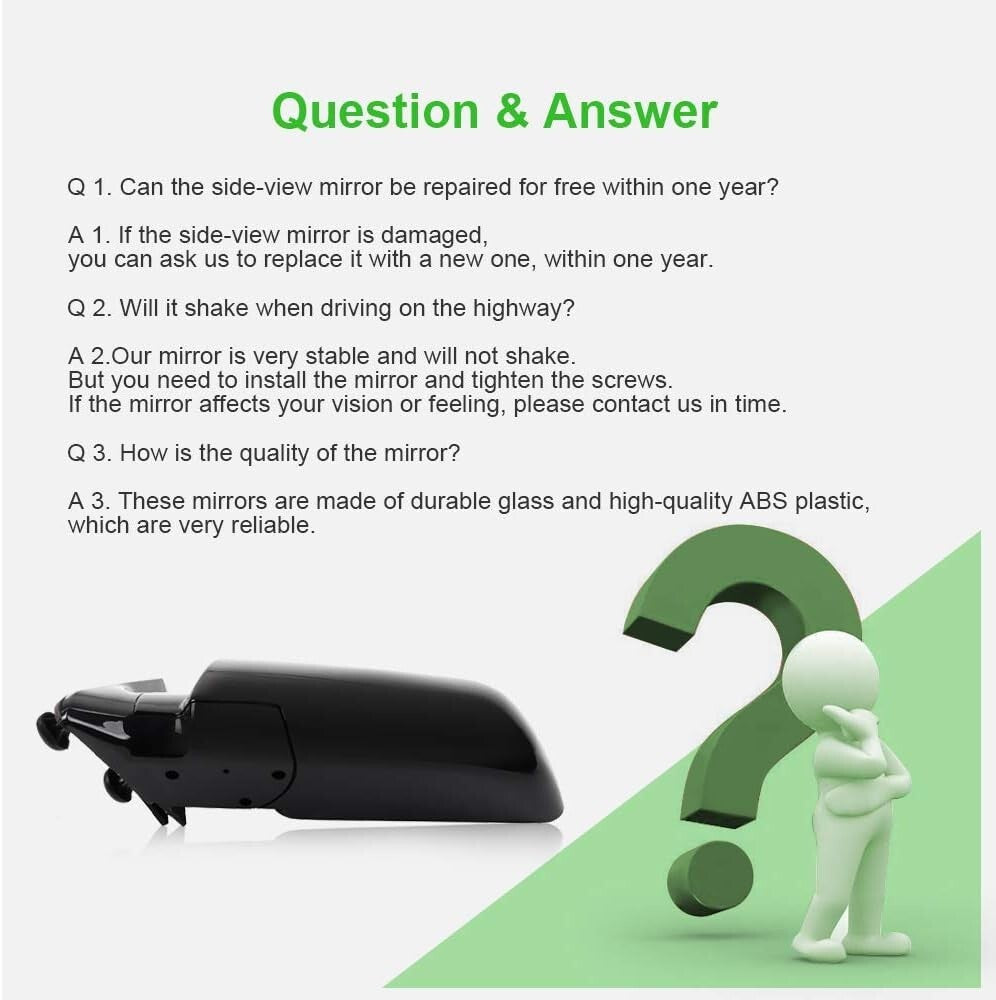 Enhanced Visibility Black Convex Side Mirrors - Compatible Chevy Models Included