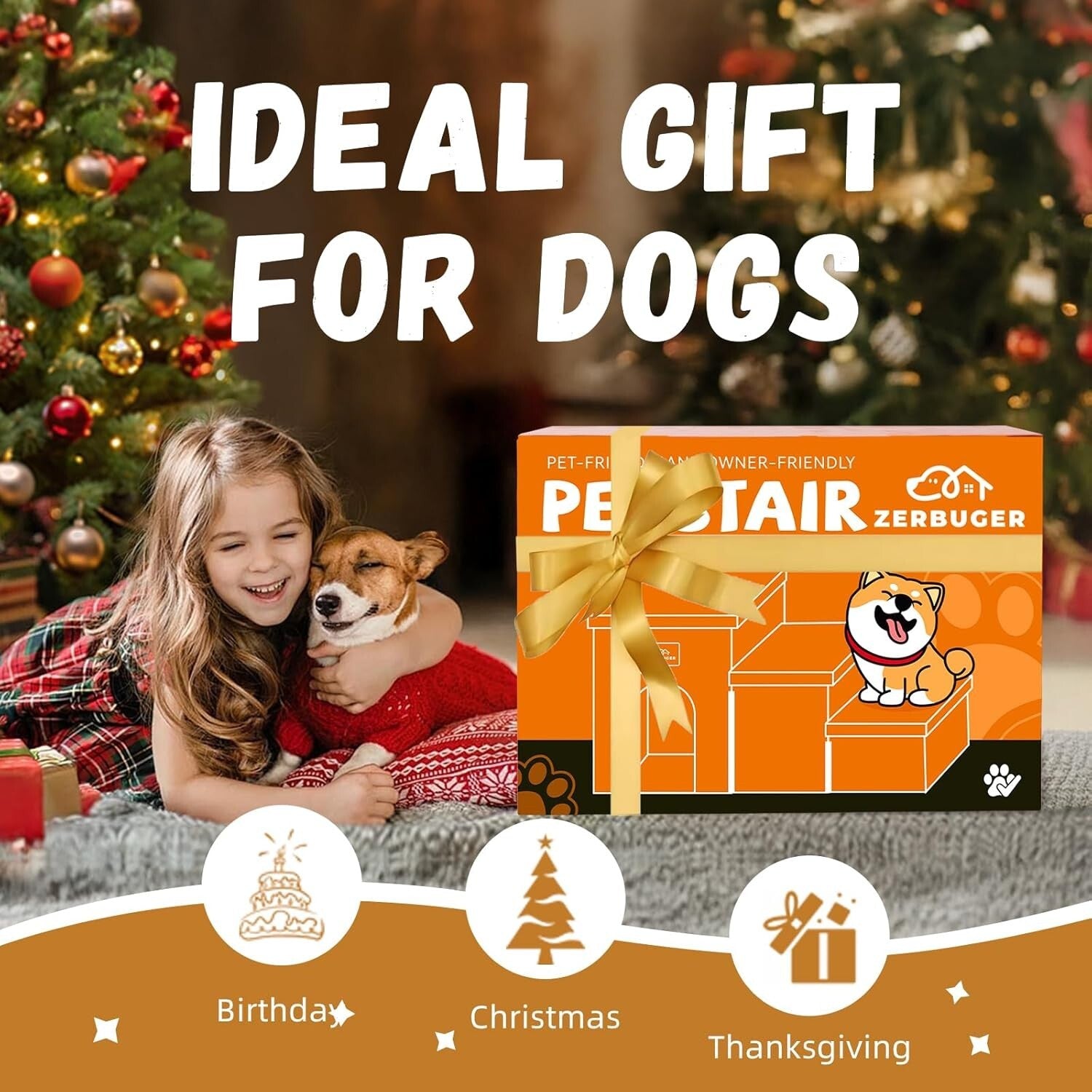 Wide Smok Gray Pet Steps - 3 Steps for High Beds & Cars, Up to 200 lbs Capacity