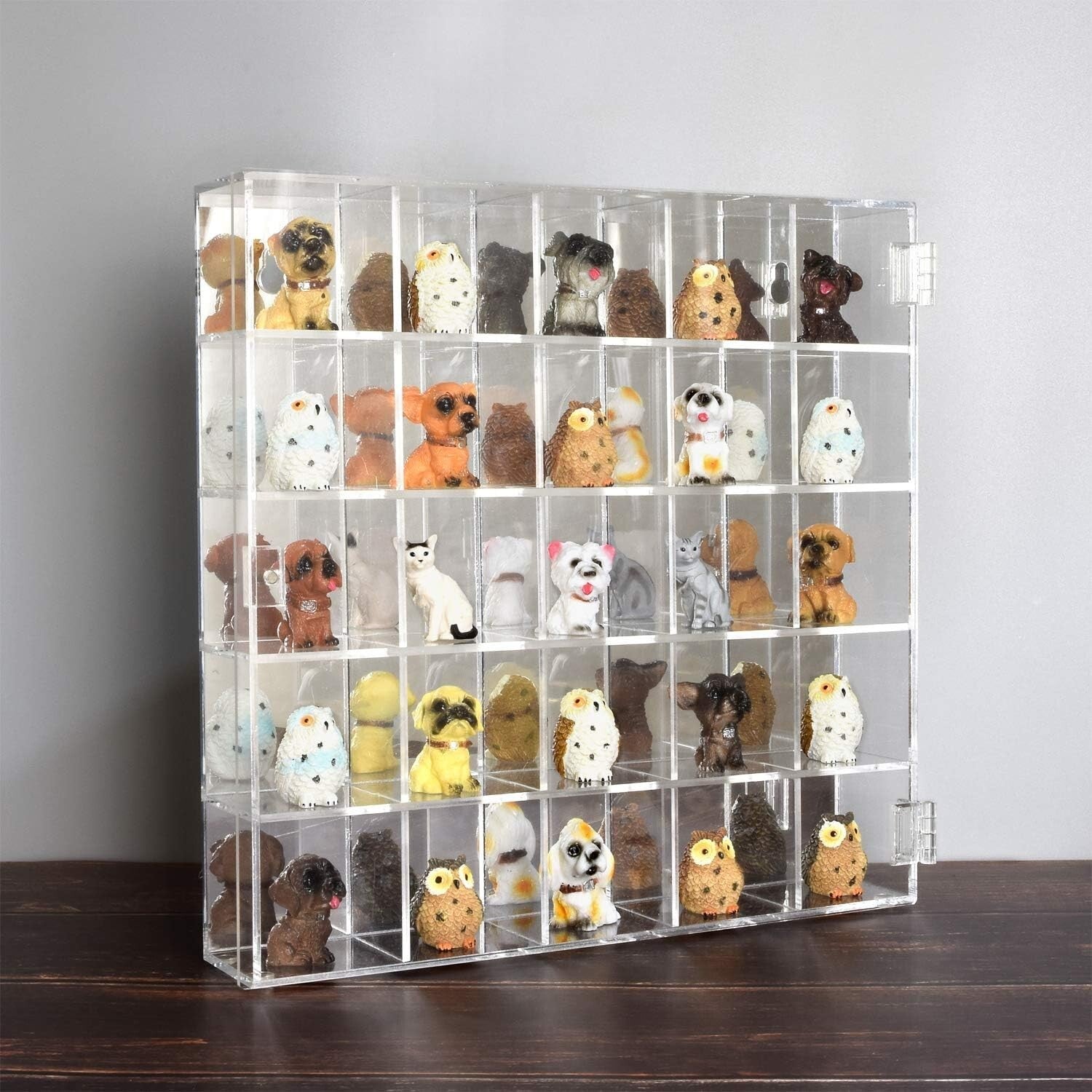 Stylish Wall Mount 25 Compartment Display Cabinet for Small Collectibles - 10.7"