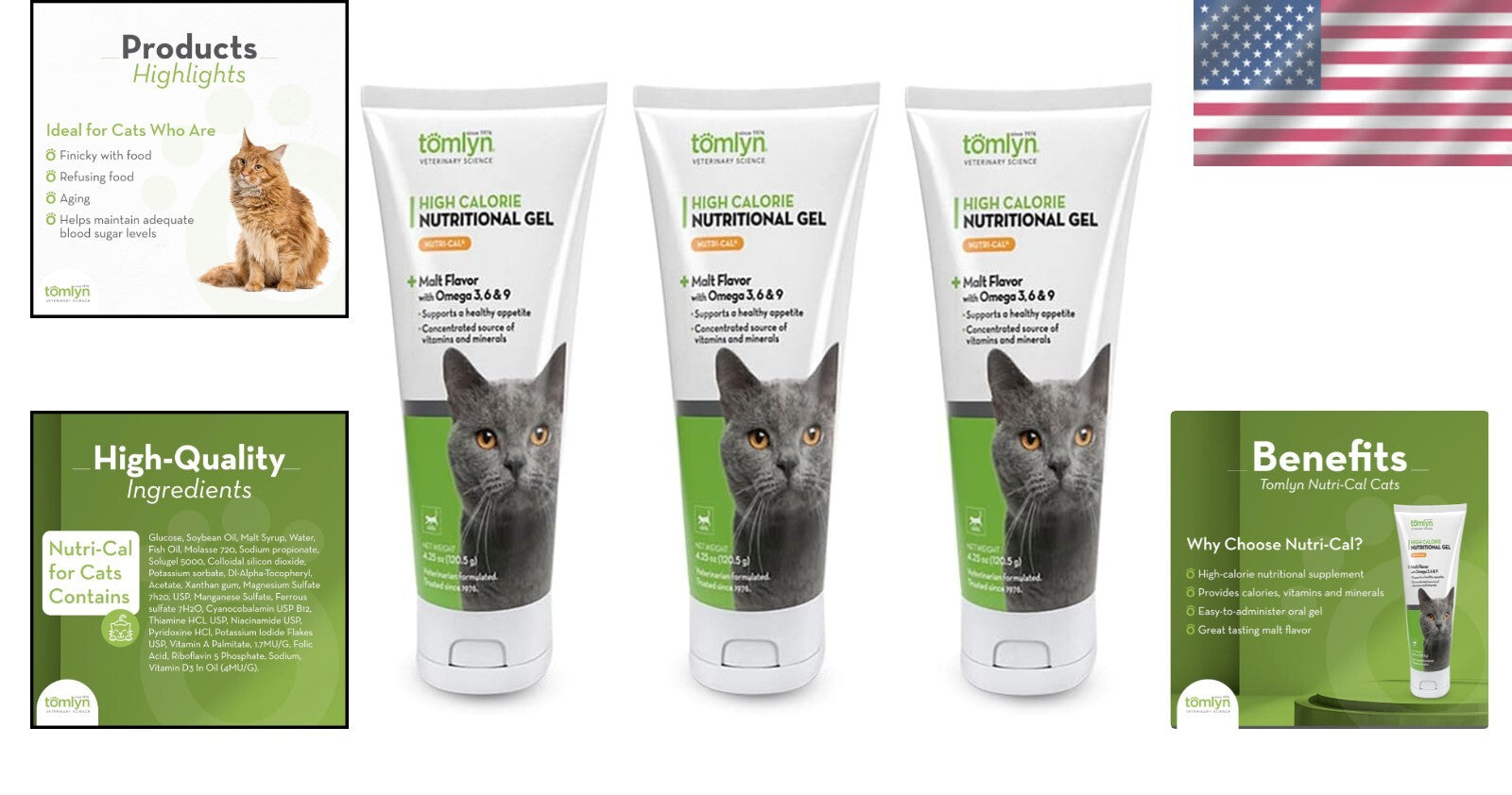 Nutri-Cal High-Calorie Cat Gel - 4.25oz Tubes for Appetite and Health, Pack of 3