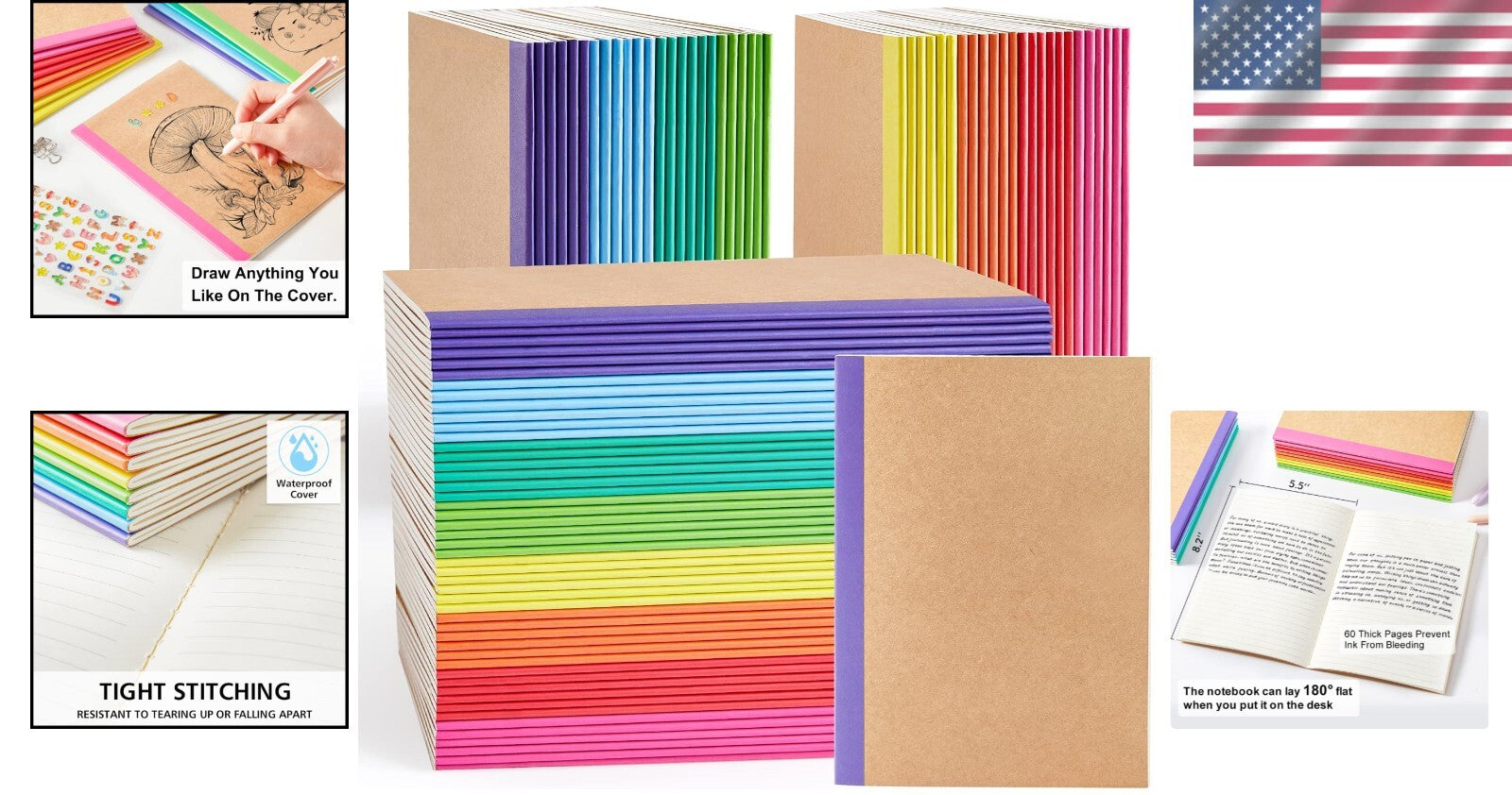 Durable and Colorful 96-Pack Lined Notebooks - Ideal for Notes & Journaling