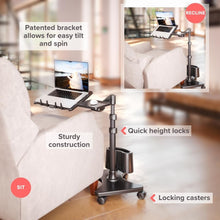 Load image into Gallery viewer, Elegant Aluminum Rolling Laptop Stand with Quick-Release Platforms - Gunmetal