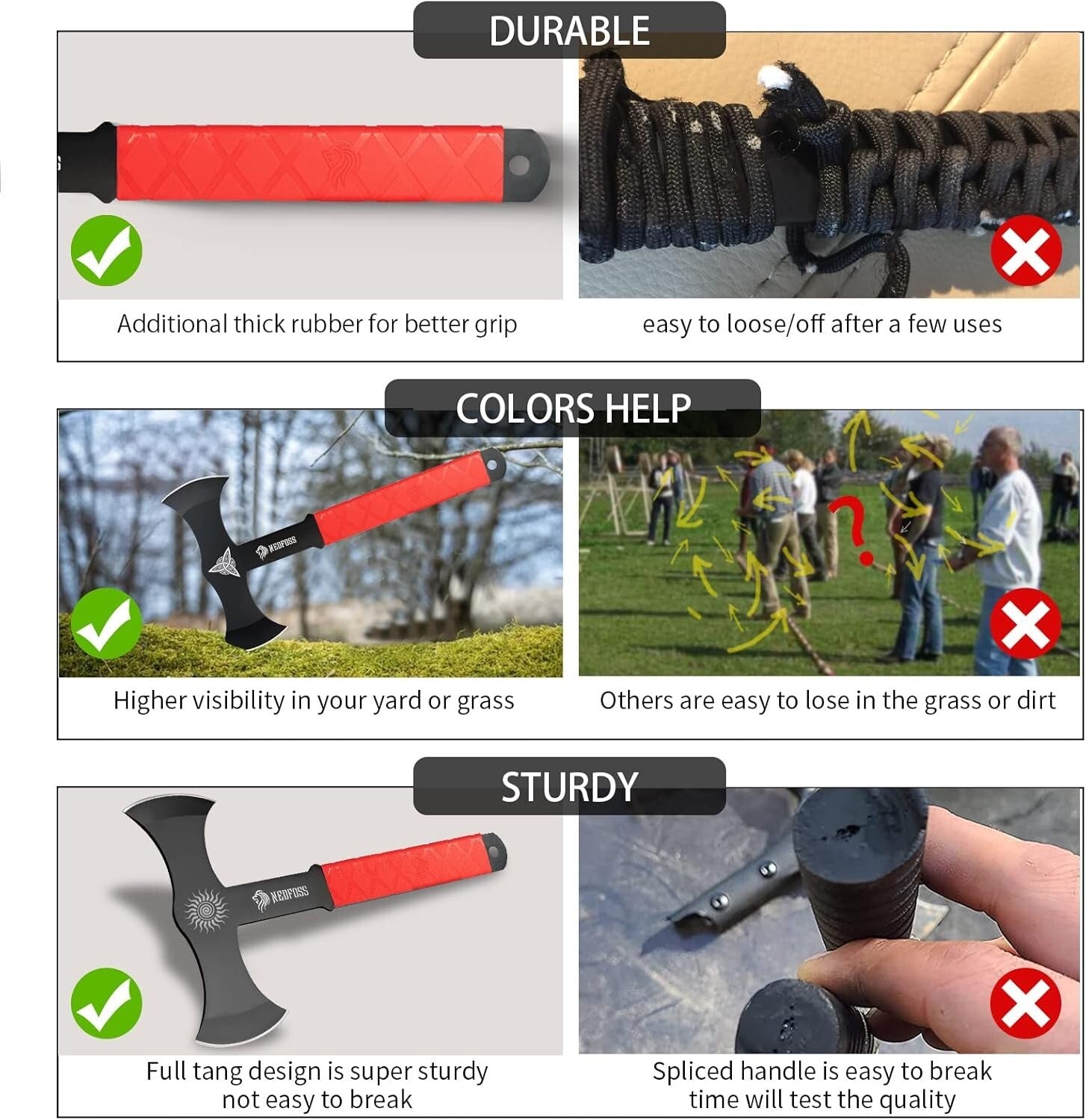 Lightweight 11.9" Viking Axe Throwing Set with Sheath - Perfect for Competitions