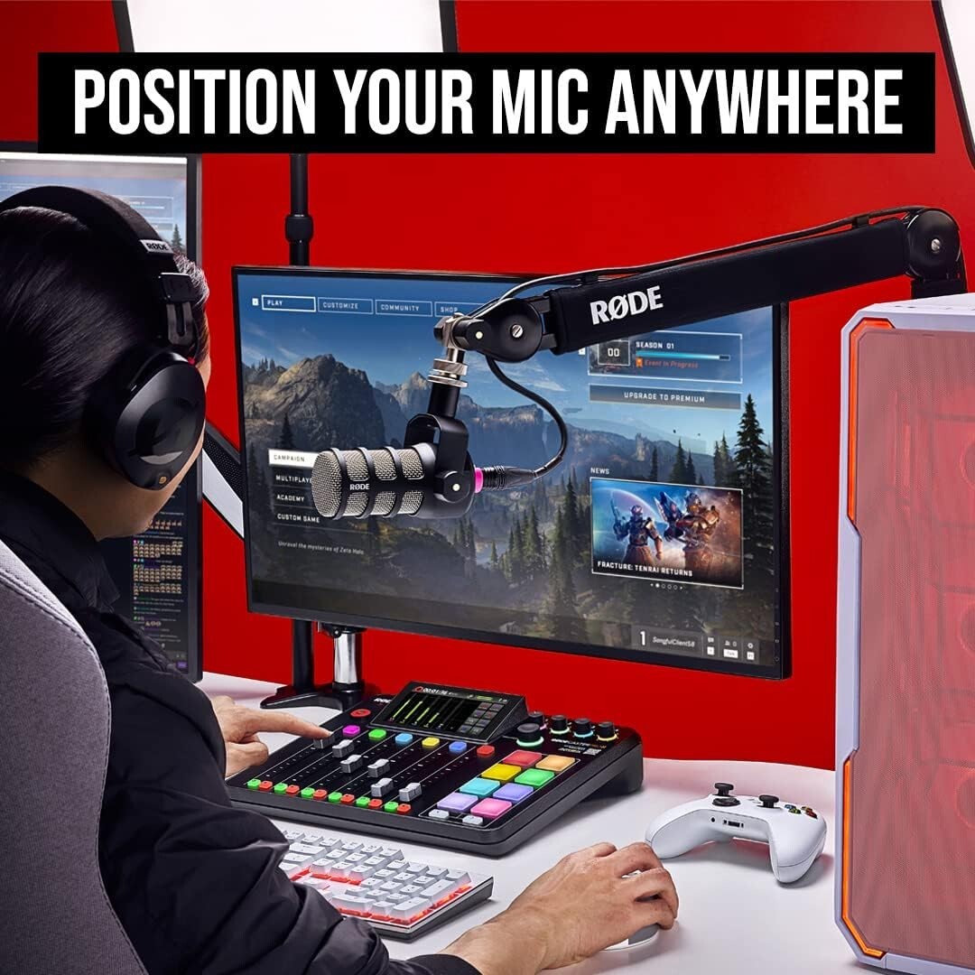 360-Degree Rotation Broadcast Mic Stand with Damped Springs and Cable Management