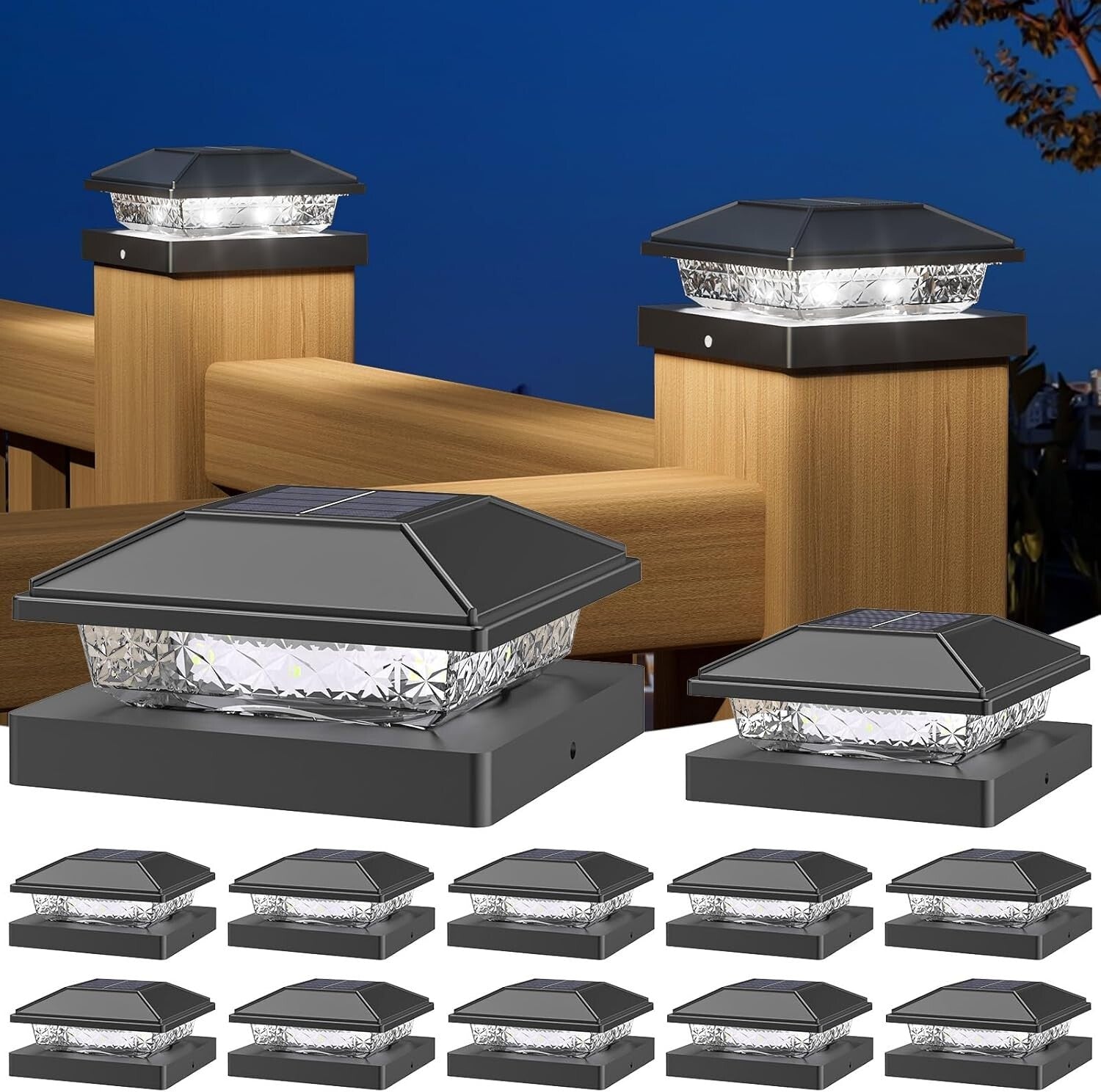Bright LED Solar Post Lights - 4x4 Waterproof Yard Decor, 10+ Hours Illumination